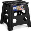 ACKO Folding Step Stool 13 inch Height Premium Heavy Duty Foldable Step Stools for Adults and Kids, Kitchen Plastic Small Collapsible Stepping Stool Hold Up to 300 LB Dot Black (1 Pack)