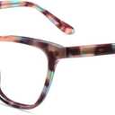 Firmoo Blue Light Blocking Glasses for Computer Reading Womens Cat Eye Acetate Frame Spring Hinge 0.0x Pattern