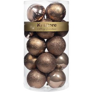 KI Store Brown Bronze Christmas Balls 20pcs 3.15-Inch Christmas Tree Decoration Ornaments for Xmas Tree Holiday Wreath Garland Decor Ornaments Hooks Included
