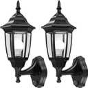 EMART Dusk to Dawn Outdoor Porch Sconce, LED Waterproof Exterior Light Fixtures, Special Handling Anti-Corrosion Plastic Material, Lamp for Garage, Front Door, House - 2 Pack, Black (Bulb Included)