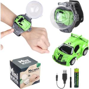 2023 Remote Control Car Watch Toys with LED Light,2.4 GHz Mini Racing Cars Wrist Toy for Kids,RC Small Car Interactive Outdoor Game Easter Halloween Birthday Gifts,Green