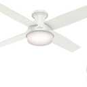 Hunter 52-inch Indoor Ceiling Fan with LED Light and Remote Control - White Modern Ceiling Fan, Low Profile Mount, 4 Blades, For Bedroom, Living Room, or Kitchen, Quiet - Dempsey 59242, Fresh White