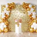 COKAOBE Light Gold Shimmer Wall Backdrop, 48PCS Square Sequin Shimmer Backdrop Panel, Photo Backdrops for Birthday, Anniversary, Wedding, Graduation & Bachelorette Party Decoration