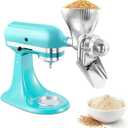 Grain Mill Attachment for KitchenAid Stand With 12 Grind Level, Kitchen Aid Mixer Attachments Wheat Grinder Fit for Wheat, Corn, Oats, Buckwheat, Millet and Other Cereals - New Upgrades (Metal)
