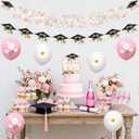 Jollyboom Floral Graduation Party Decorations Girl, Congrats Grad Floral 2026 Decorations Balloons Banner Garland Cake Cupcake Toppers for We Are So Proud of You Class of 2026 Pink Cap Congratulations