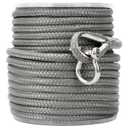 Made 3/8 Inch 150 FT Black Grey Nylon Anchor Line Double Braided Anchor Rope/Line with Thimble (3/8" x 150' Grey Nylon)