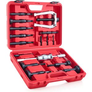 Orion Motor Tech Blind Hole Collet Bearing Race and Seal Puller Extractor Kit, Slide Hammer Pilot Insert Inner Internal Bearing Removal Tool Set, 16PCS (Red)