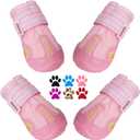 QUMY Dog Shoes for Large Dogs, Medium Dog Boots & Paw Protectors for Winter Snowy Day, Summer Hot Pavement, Water-Resistant in Rainy Weather, Outdoor Walking, Indoor Hardfloors Skid-Resistant Sole Size 6: 2.6''x3.0''(W*L) (Pack of 4)