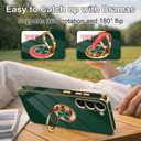 Designed for Samsung Galaxy S23 Case with Ring Stand, Support Magnetic Car Mount Rotating Finger Holder Soft TPU Cover Plating Edge Slim Phone Case for Galaxy S23 Dark Green