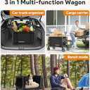 3 in 1 Collapsible Wagon Converts to Bench, 220lbs Foldable Wagon Cart with Wheels, 120L Shopping Cart for Groceries Folding Utility Wagon for Beach, Garden, Camping, Sport, Black