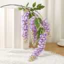 4pcs 47.2-inch Artificial Fake Wisteria Hanging Flower Garland Silk Flower String Home Party Decoration White Blue Pink Purple (Purple)