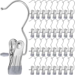 Yinder Boot Hangers Clips Laundry Hooks Hanging Stainless Steel Clothes Pins Portable Hangers for Closet Travel Socks Pants Handbags Hats Towels(Grey,250 Pcs)