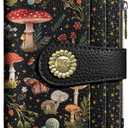 Mushroom Moon Night Small Rfid Women Wallet Bifold Zipper Coin Pocket PU Leather Compact Cash Credit Card Holder Travel Wallet for Female Ladies Teen Girls 1 ID Window 10 Card Slots