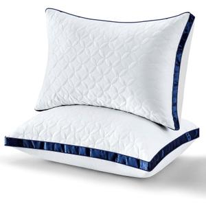 Pillows Standard Size Set of 2, Cooling Bed Pillow Hotel Quality Pillows 2 Pack for Back, Stomach or Side Sleeper, Fluffy Pillow with Down Alternative for Bed Sleeping, Machine Washable