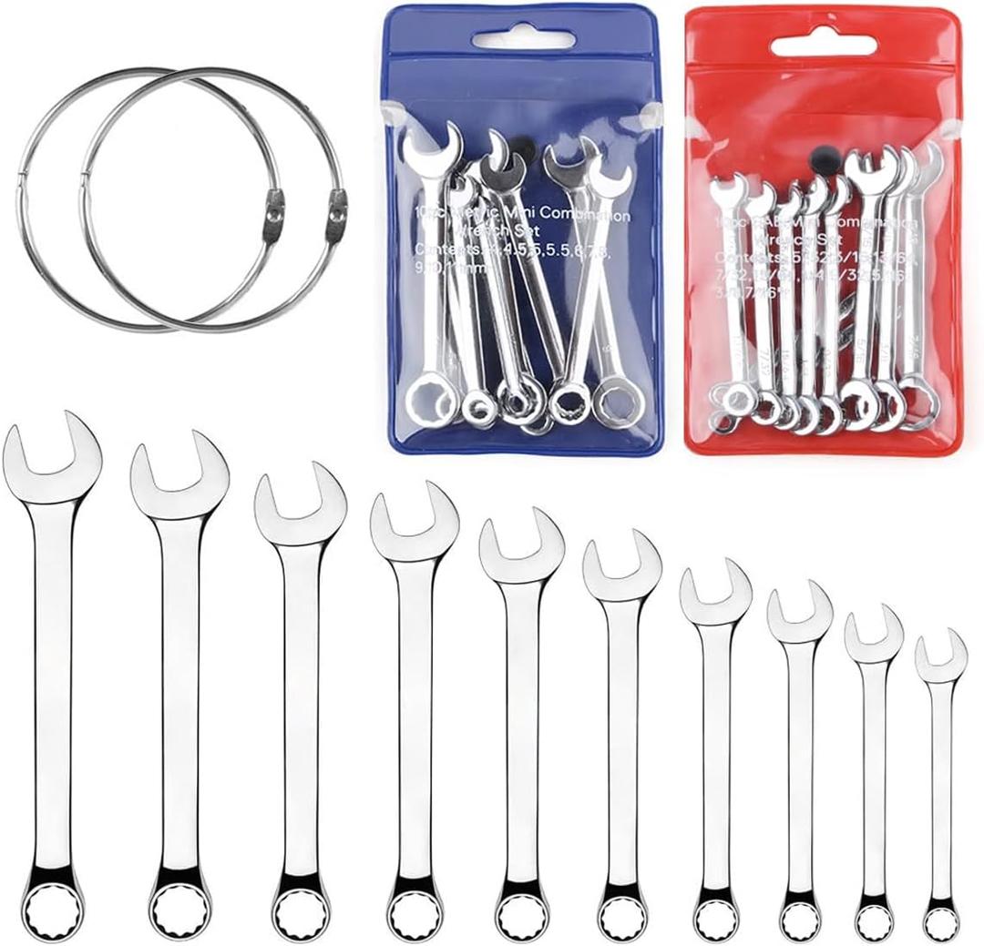 Mini Wrench Set Open End Wrench Combination Wrench Small Wrench Set, Metric and SAE (MET & SAE)
