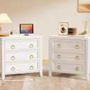 Huuger Paint Night Stand with Charger Station and USB-C Port, 3 Drawer Nightstands Set of 2, Larger Wider Bedside Table, Modern End Table, for Bedroom, White Nightstand