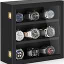 TJ.MOREE 9-Slot Watch Display Case, Wall Mount Wooden Watch Box, Vertical Storage Mens Watch Box