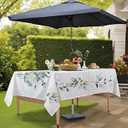 Honellaty Rectangular Polyester Tablecloth, 60" x 102", Green, Watercolor, Zippered, Umbrella Hole, All-Season, Perfect for Outdoor Parties & Daily Use