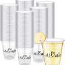 Dandat 200 Pack Disposable Wedding Plastic Cups Bulk 10oz Wedding Reception Cup Disposable Clear Plastic Glasses for Reception Supplies Bridal Shower Anniversary Birthday Party(Mr and Mrs)