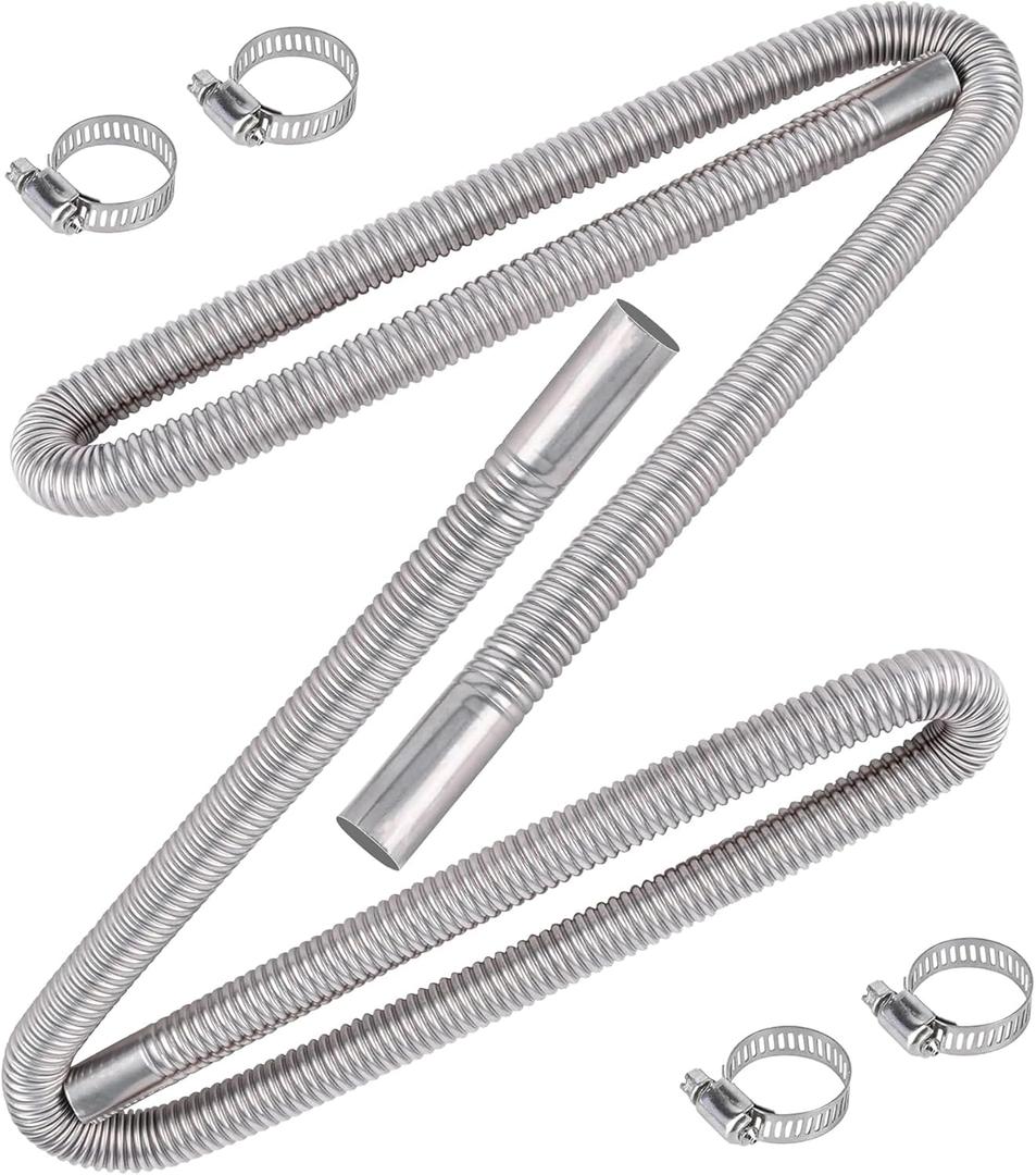 3 x Stainless Steel Exhaust Hose, Fuel Tank Diesel Gas Vent Hose Length 47.2 Inches Flexible Exhaust Tubing Diesel Heater Exhaust Pipe, 2.5cm/ 1 In Inner Diameter Air Heater Exhaust Pipe - 2PCS