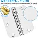12 Pack Rounded Door Hinges 3.5 Inch 5/8" Radius Polished Chrome Hinges for Interior Doors Bedroom House Standard 3 1/2 Inch Door Hinges Hardware Bulk Hinge Wooden Door Parts Home Upgrades Decor