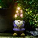 Nacome Solar Garden Outdoor Statues Gnome with Succulent and 7 LED Lights - Lawn Decor for Patio, Balcony, Yard Ornament for Mom Grandma Women