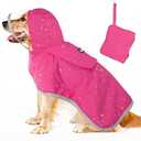 Lukovee Dog Raincoat, Adjustable Dog Rain Jacket with Clear Hooded Double Layer for Large Medium Small Dogs Puppies, Waterproof Rain Coat Poncho with Reflective Storage Pocket & Rim (Fuchsia, L)
