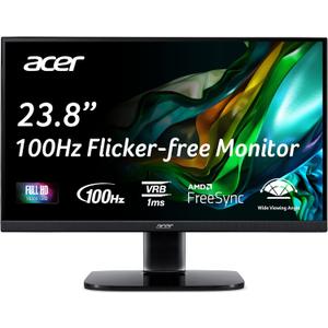 Acer KC242Y Hbi 23.8" Full HD (1920 x 1080) Zero-Frame Gaming Office Monitor | AMD FreeSync Technology | 100Hz | 1ms (VRB) | Low Blue Light | Tilt | HDMI & VGA Ports,Black