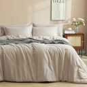 PHF 7 Pieces California King Comforter Set, Bed in A Bag Comforter & 18" Sheet Set All Season, Ultra Soft Comfy Bedding Sets with Comforter, Sheets, Pillowcases & Shams, Taupe