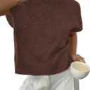 PRETTYGARDEN Women's 2026 Spring Sweater Vest Trendy Flower Knit Short Sleeve Cute Pullover Tank Tops Summer Fashion Clothing (Brown, S)