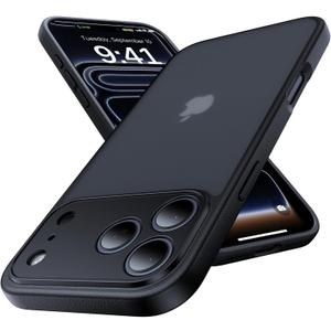 for iPhone 17 Pro Max Case, [Ribbed Non-Slip Sides] [Military-Grade Drop Protection] [Full Camera Protection] Anti-Yellow Soft-Touch Shockproof Slim Phone Case for iPhone 17 Pro Max, Black