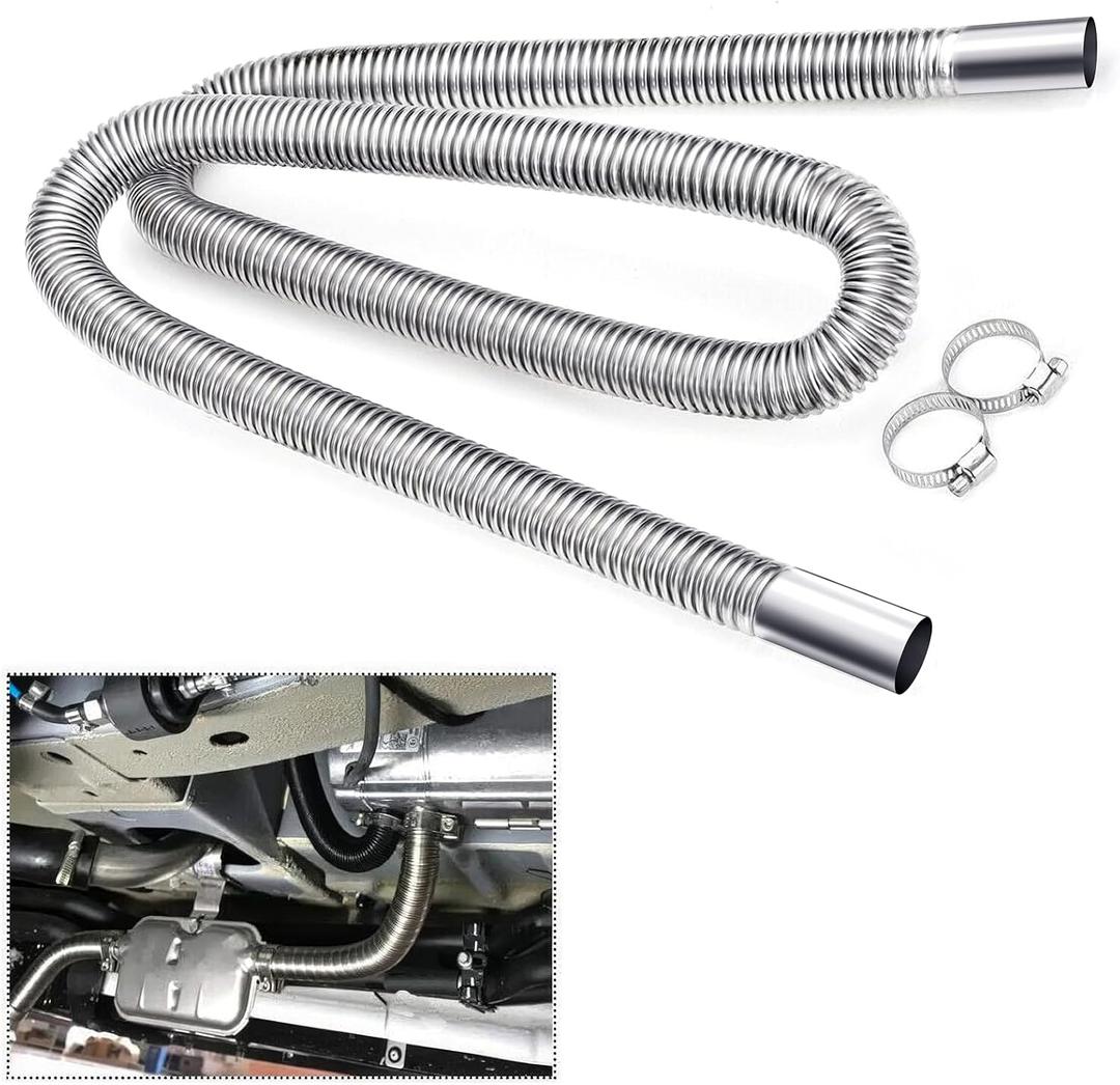 COLOR TREE 78.7inch Universal Stainless Steel Exhaust Pipe 1inch ID Parking Air Heater Tank Diesel Gas Vent Hose Length for Car Truck