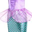 Little Girls Mermaid Princess Costume for Girls Dress Up Party with Gloves,Crown Mace 3-10 Years