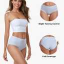 Coskefy Women's High Waisted Cotton Underwear Soft Breathable Panties Stretch Briefs Ladies Panties 5 Pack (S)