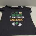 Womens Irish I Could Drink Pregnancy Announcement St Patricks Day V-Neck T-Shirt (Small, Black)
