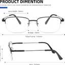 Bifocal Reading Glasses for Men, Half Metal Frame Flexible Titanium Arm Bi-focal Readers Blue Light Blocking Black +Gun Metal, +1.75