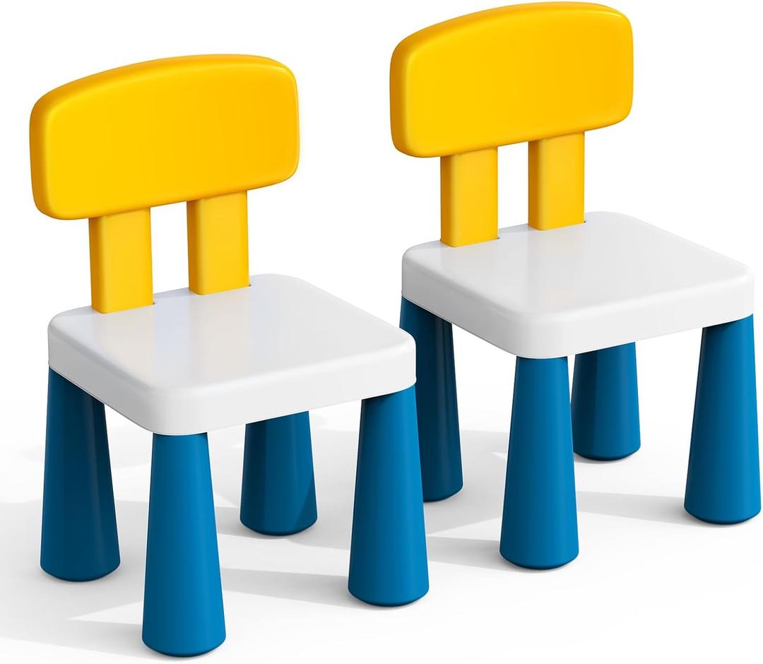 2 Pcs Plastic Toddler Chairs: Kids Chair for Table Birthday Gifts Step Stool Lightweight Indoor Outdoor School Playroom Nursery Beach Camping Activity Small Chair for Kids Boys Girls Age 3-6