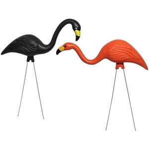 Bloem Spooky Flamingo Yard Stakes: 2 Pieces 25" Halloween - Head Up & Head Down Poses, Google Eyes, Galvinized Steel Legs, Durable Weatherproof Resin, for Indoor Or Outdoor Use, Yard Decoration