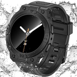 Goton 3 in 1 Waterproof Case and Band for Samsung Galaxy Watch 8 7 5 4 FE 44mm 40mm, 360 Protective Hard PC with Tempered Glass Screen Protector for Galaxy Watch Cover Bumper Accessories