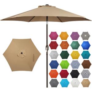 Blissun 7.5 ft Patio Umbrella, Yard Umbrella, Outdoor Market Umbrella with Push Button Tilt Crank (Tan)