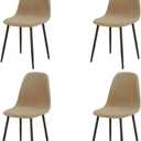 4 Pack Spandex Mid Century Modern Shell Chair Covers Reusable Armless Dining Seat Chair Covers for Kitchen Home Bar Hotel Party Banquet Living Room (Khaki)