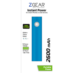 ZGEAR Lightweight and Compact Power Bank with a 2600 mAh capacity