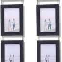 Black 4x6 Collage Picture Frames Set Of 2, Vertical Hanging Wall Decor with 4 Openings Each for 4 By 6 Inch Photos