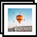 JCJMY 20x20 Picture Frame Set of 2 Black with 16x16 Mat, Display Photo 16x16 with Mat or 20 x 20 Without Mat, Wall Hanging Large 20x20 Poster Frame with Shatter Resistant Plexiglass, 2 Pack, Black