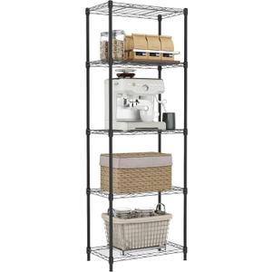 IZEUK 5 Tier Metal Wire Shelf Unit, Black Storage Rack Organizer for Kitchen, Bedroom, Living Room or Laundry Room, 17.7" W x 11.8" D x 55.0" H