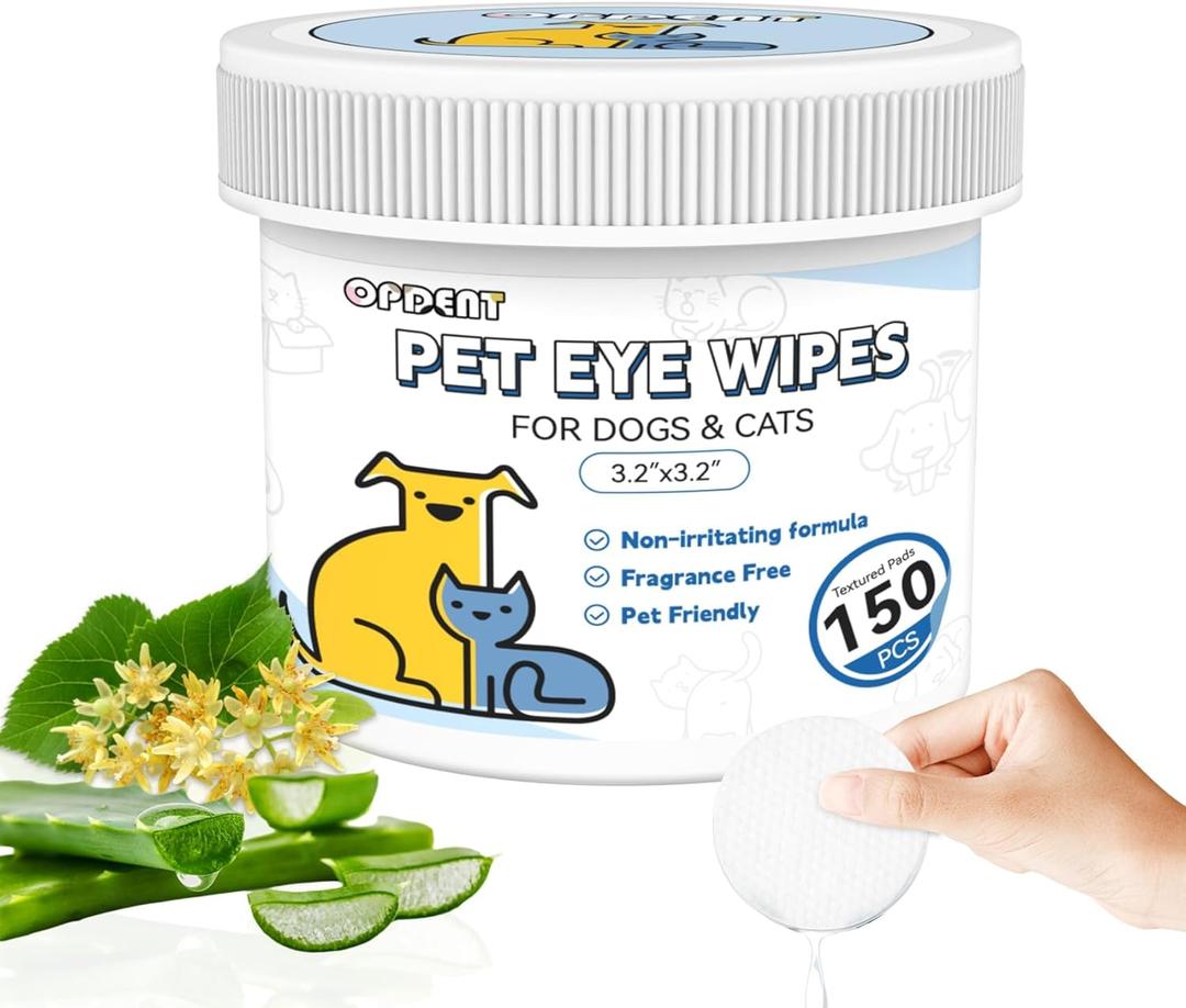 2 x 150Pcs Eyes Wipes for Dogs - Tear Stain Remover for Dogs - Dog Eye Cleaner, Eye Debris, Discharge, Mucus Secretions - Eye Wipes for Dogs & cat Eye Wipes - 3.2 inches