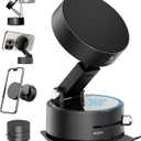 Vacuum Magnetic Phone Stand for Car Mount,360RotatableSuction Cup Cell Phone Holder for Women Men iPhone Samsung HuaweiWaterproofFoldable Phone Mount for Car Accessories/Shower/Desk/Mirror(Black)