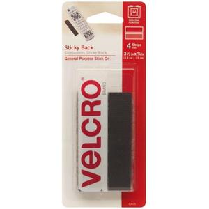 Fabric Hook and Eye USA 90075 4 Count .75 in. X 3.5 in. Black Sticky Back Fabric Hook and Eye Fastener Strip
