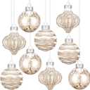 9 Pcs 3.15" Clear Christmas Ball Ornaments Xmas Ball Decorations Set Shatterproof Decorative Hanging Ornaments for Christmas Tree Home Wedding Party Office Decor(Champagne)