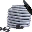 OVO Universal Central Vacuum 40 ft High-Voltage Hose with Pigtail and ON-Off Switch Control at The Handle-Compatible with Most inlets-Crushproof, 40', Black and Grey